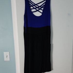 Elegant Blue and Black Women's Dress